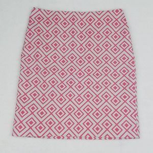 Ann Taylor Cotton Mini Skirt Size 2 Petite in Pink Gray w/ Southwest‎ Geo Design